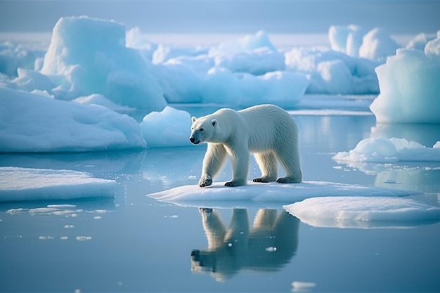 Un oso polar sobre un témpano de hielo en el Ártico