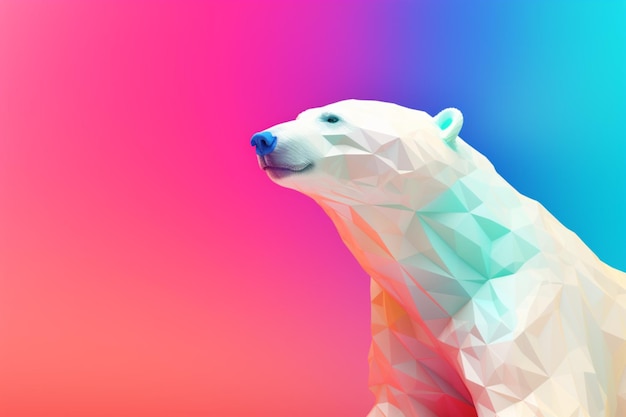 Oso polar triangular colorido brillante 3d sobre fondo minimalista AI generado