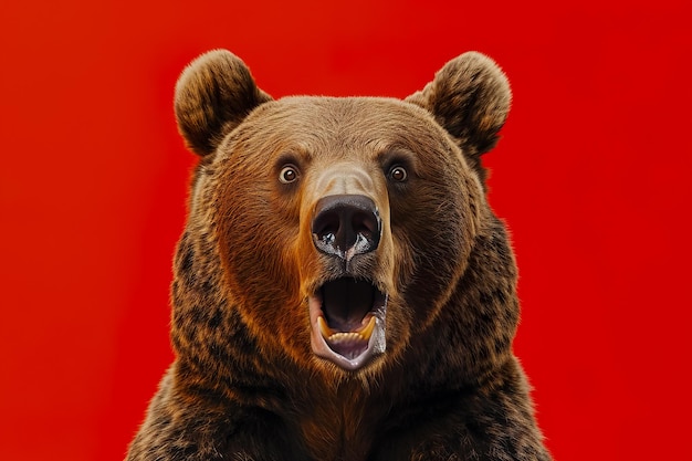 Foto un oso con sangre en la cara está mirando fijamente a la cámara