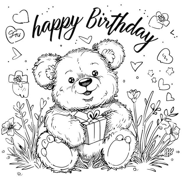 un oso sosteniendo un regalo con corazones y un oso de peluche