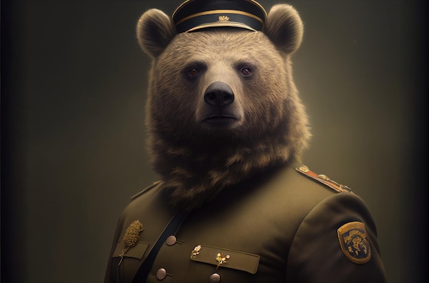 Un oso con uniforme militar con el número 2