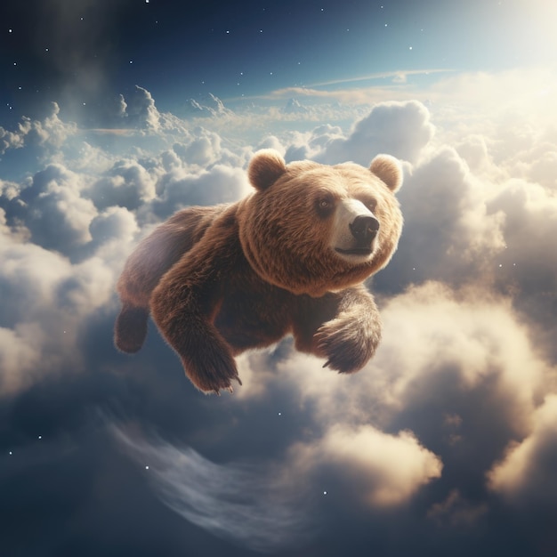 Foto el oso volando en el cielo