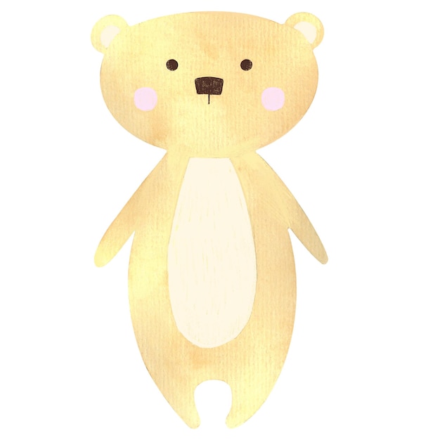 Osos oso de peluche adorable personaje de dibujos animados dibujado a mano acuarela