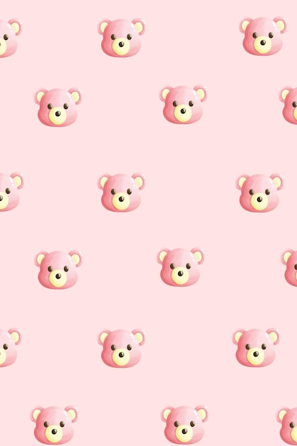 osos de peluche rosados con orejas amarillas en un fondo rosa