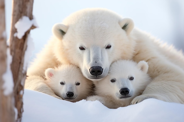 Los osos polares se meten en la nariz de los adorables cachorros Un tierno momento familiar