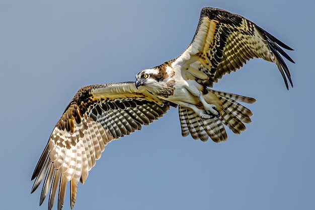 Foto osprey em voo com comida na asa