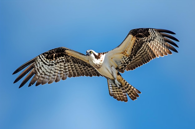 Foto osprey en vuelo con comida en las alas