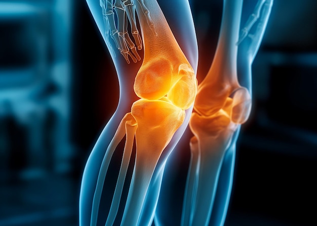 Osteoartritis de la rodilla y la mano Imagen del concepto sanitario