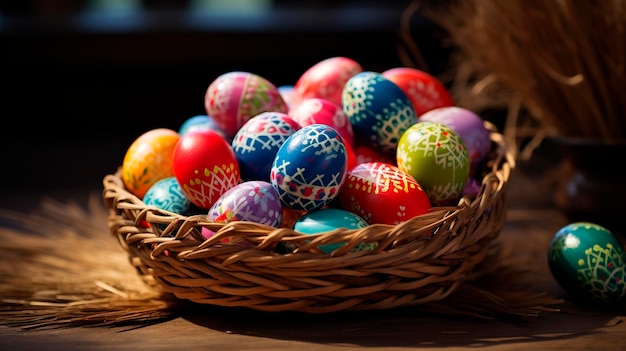 Oster-Hintergrund mit vielen Oster-Eiern Selektiver Fokus glücklich