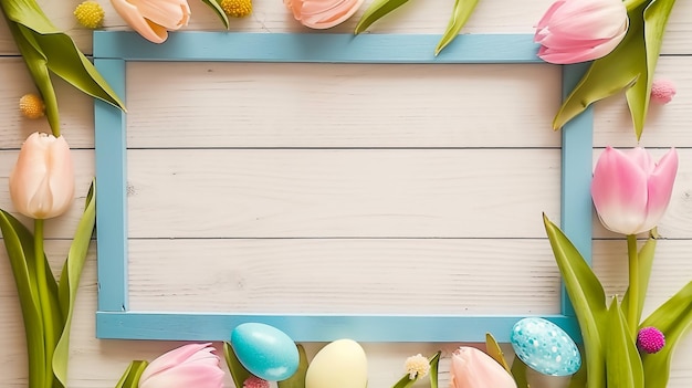 Oster-Tulpen und Eierrahmen Hintergrund