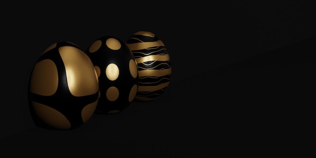 Osterei Gold 3d Render-Illustration minimales Konzept