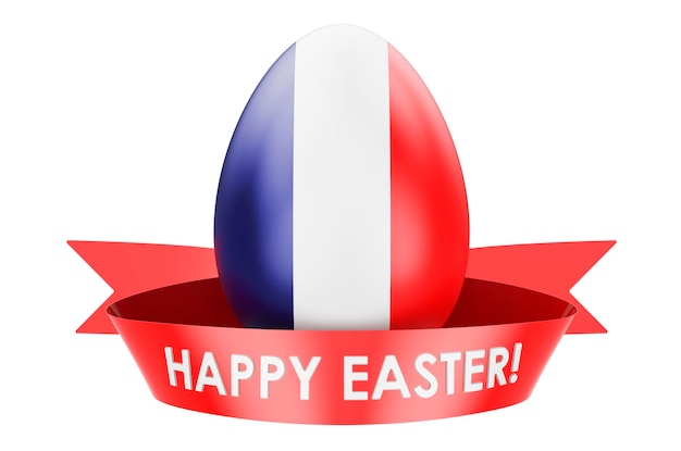 Osterei mit französischer Flagge Frohe Ostern in Frankreich Konzept 3D-Rendering