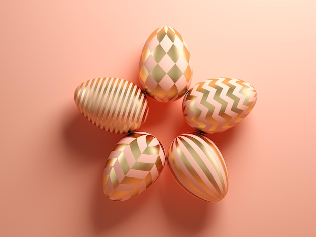 Ostereier auf rosa Hintergrund 3D-Darstellung