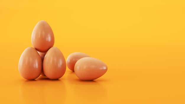 Ostereier Eier auf gelbem Hintergrund 3D-Render