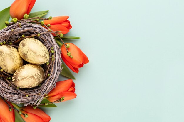 Ostereier im Nest Frühlingsgrußkarte xA