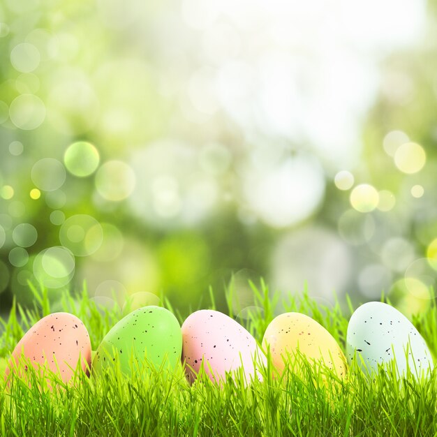 Ostergrüße mit Gras und Eiern mit Kopierraum