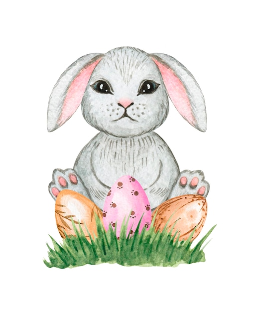 Osterhase mit Eiern Illustration ClipArt