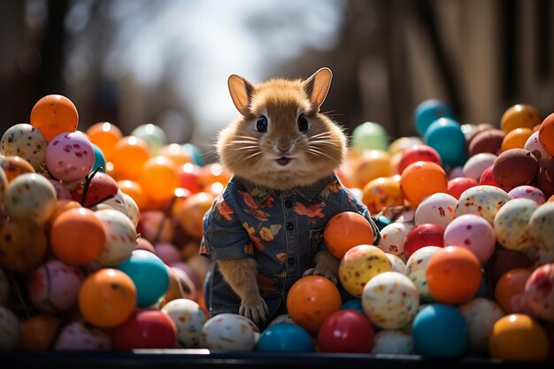 Foto osterhase mit ostereiern