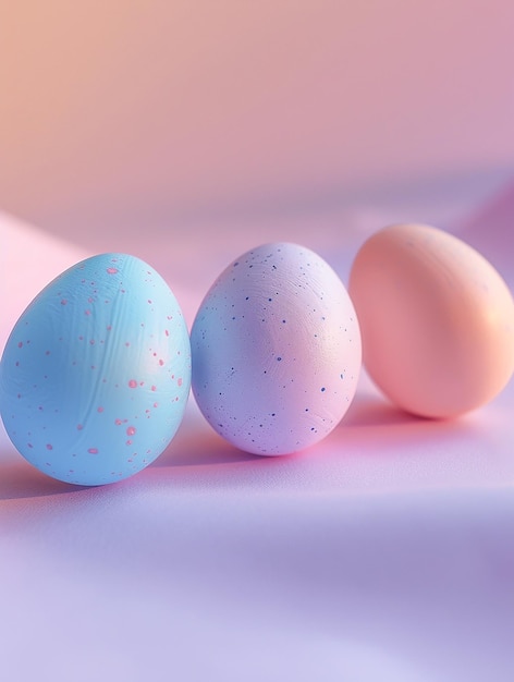 Foto osterillustration mit kanincheneiern und einem kuchen in pastellfarben