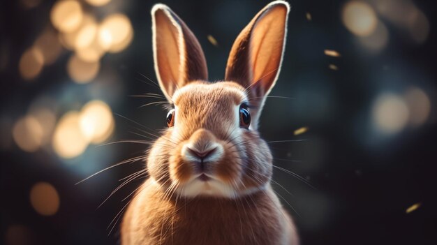 Foto osterlandschaft hasen mit bunten eiern und gänseblümchen auf der wiese unter wunderschönem himmel 3d rend