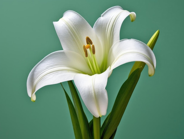 Osterlilienblüte im Frühling auf grünem Hintergrund