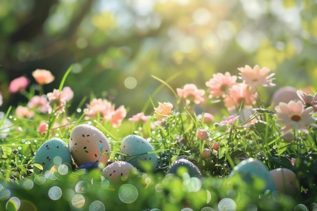 Ostermorgen in einem ruhigen, sonnigen Garten AI Generative