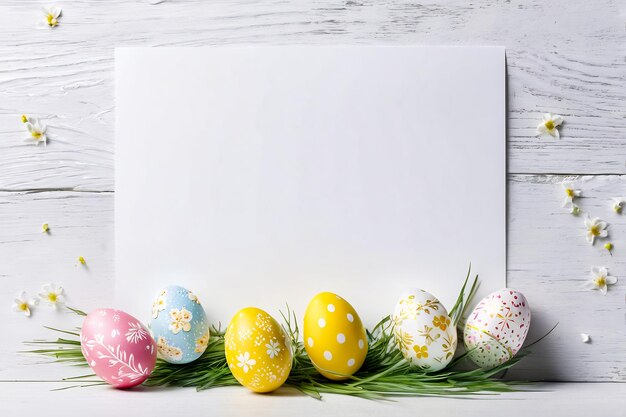 Foto ostern-hintergrund copyspace ostern-karte mit eiern glücklicher ostern ostern-wandpapier ostern-vorlage