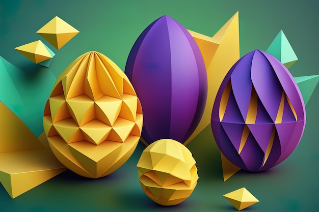 Ostern-Hintergrund der Geometrie 3d mit Eiern. Für kreative Banner.