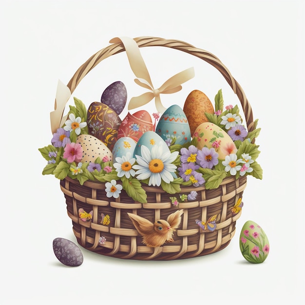 Ostern-Korb-weißer Hintergrund