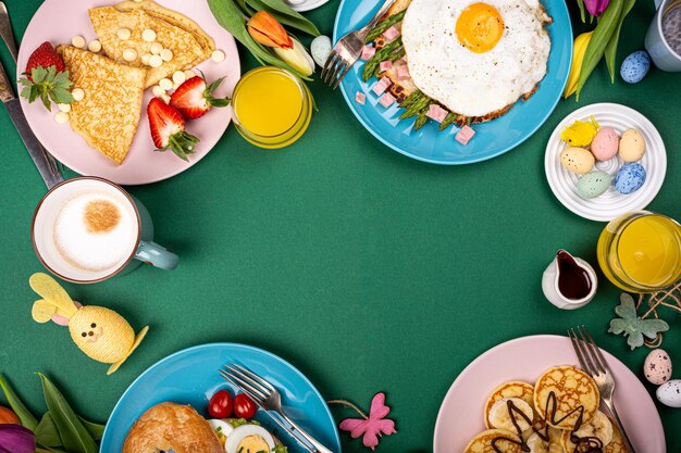 Foto osternfrühstück flach gelegt