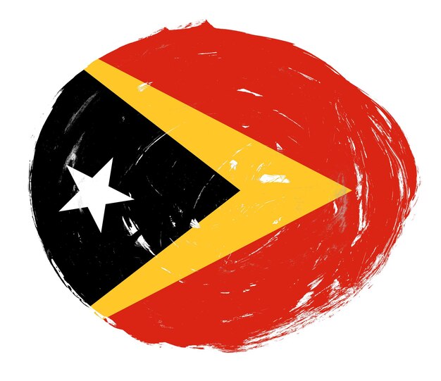 Osttimor-Flagge gemalt auf einem beunruhigten weißen Pinselstrichhintergrund