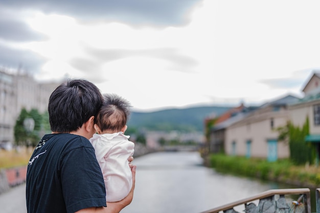 Otaru-Kanal und Eltern und Kind