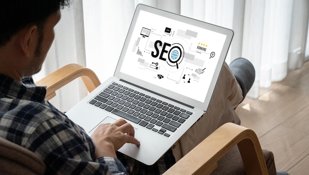 Foto otimização de motores de busca seo para e-commerce modish e negócios de varejo on-line