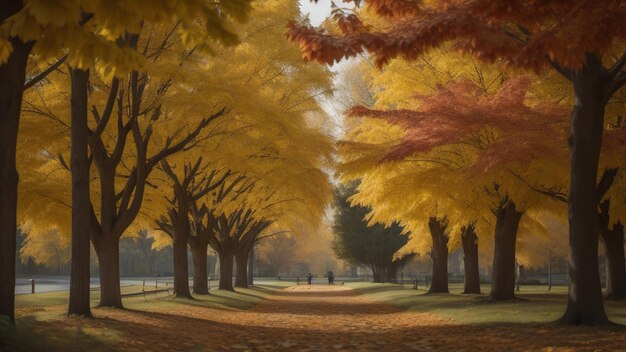 Otoño en bosque con árboles