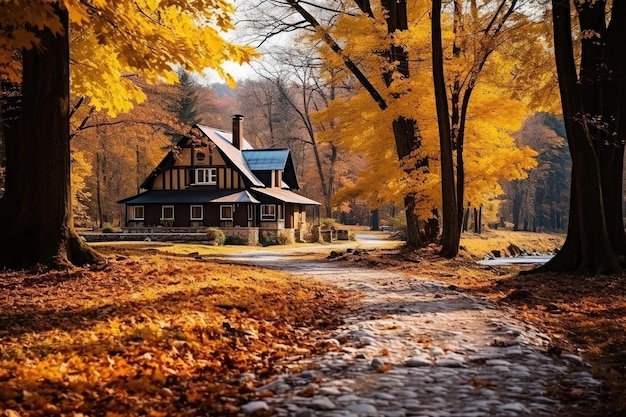 Otoño dorado en el bosque del parque.