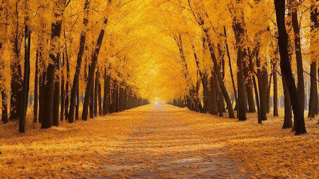 Otoño dorado en el bosque del parque.