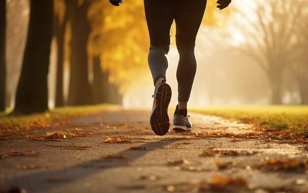 Otoño mañana correr parque hombre piernas IA generativa