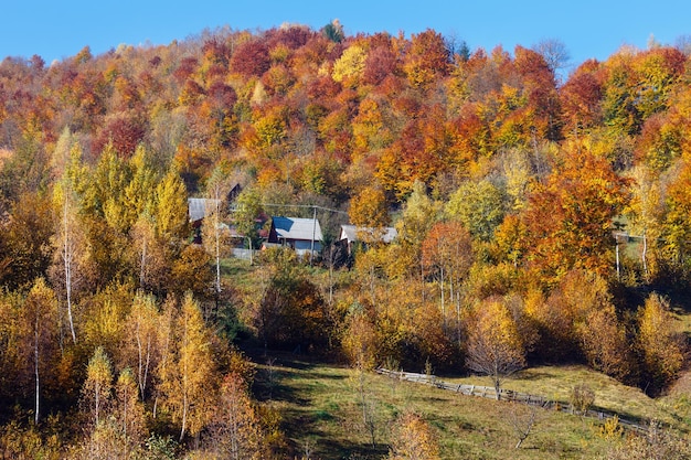 Otoño montañas de los Cárpatos Ucrania