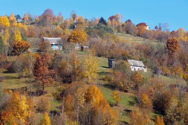 Otoño montañas de los Cárpatos Ucrania