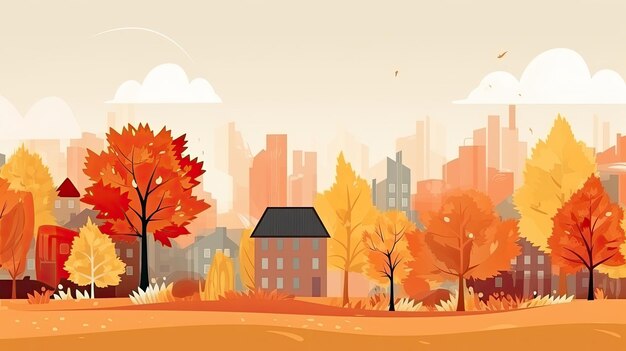 Foto otoño naturaleza pueblo país ciudad paisajes vector