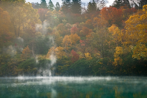 Otoño Onsen Lago Aomori Japón