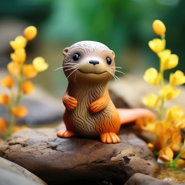 Otter Animal embarcación de carácter con fondo de estudio aislado