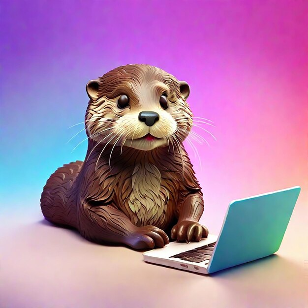 Otter mit einem Laptop, der von KI generiert wurde