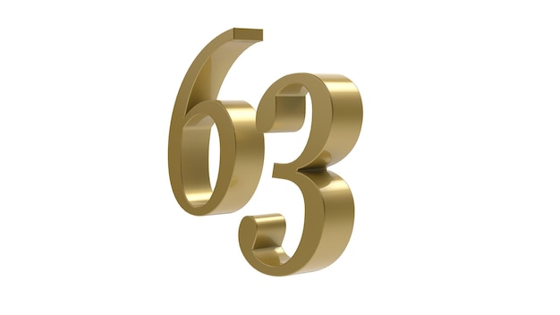Ouro 63 dígitos de metal 3d render ilustração
