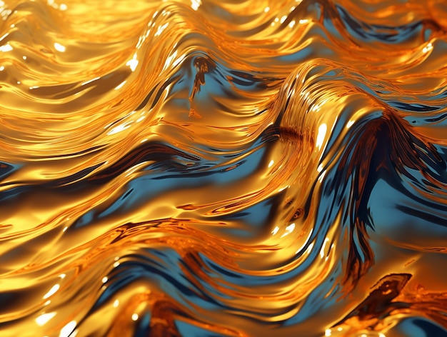 Ouro Amarelo Abstrato Água Fundo Texturizado AI Gerado