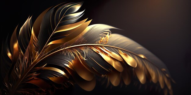 Ouro Black Feather closeup Abstrato Fundo de Luxo