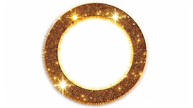 Ouro brilhante Quadro circular com brilhos brilhantes Fundo branco Generativo ai