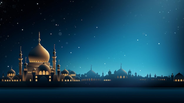 Ouro e azul Ramadan Kareem tradicional