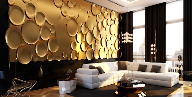 ouro e branco sala de estar pretos retroiluminados orgânicos