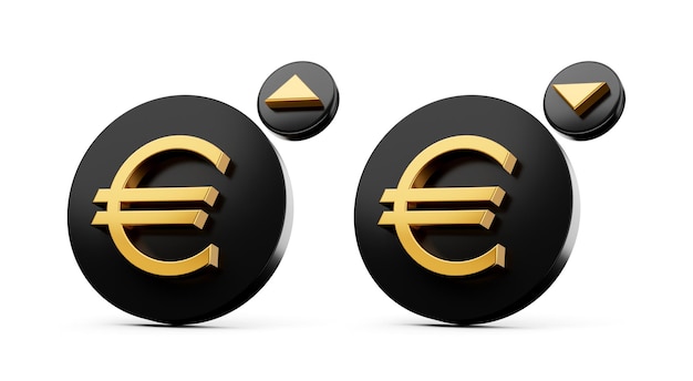 Ouro e preto Euro levantando e caindo ilustração 3d de sinal